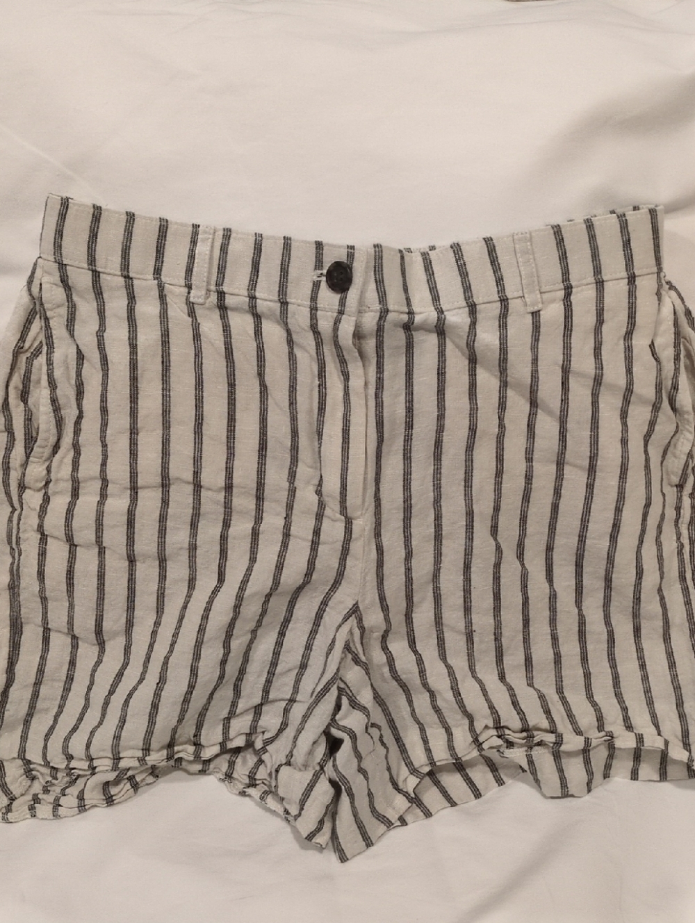 J. Crew Striped Linen Shorts in White and Black